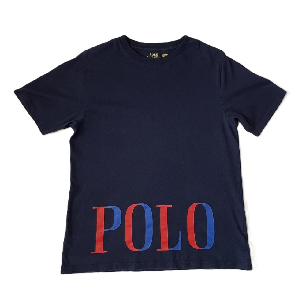 Lot of 2 Polo Ralph Lauren T-shirts Boys 14/16 Navy Blue w/Logo Preppy Retro - Picture 4 of 6
